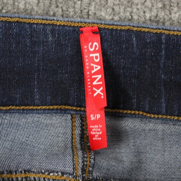 Spanx Jean Small Petite Cropped Flare Denim Colorblock Medium Wash Casual Office - Picture 8 of 15
